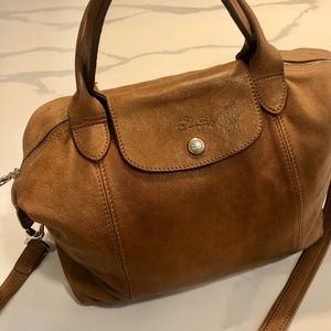 Longchamp Leather Le Pliage Coir Shoulder Bag